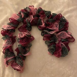 Grey, pink, and purple ladies scarf